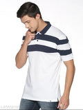 Adro Premium Cotton White Colorblocked Men's Polo T-Shirt, Indian homegrown brand for stylish summer fashion