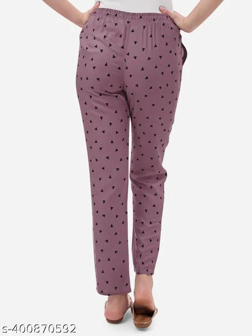 Purple cotton pajama pants with pockets