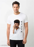 Attractive men's cotton short-sleeve T-shirt with printed design, size M (40in chest, 27in length), made in India