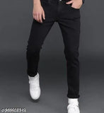 Men's light wash denim pants, solid black with good cotton construction. 28 waist (32in), 30 waist (28in), 32 waist (30in), and 30 length (36in). Made in India