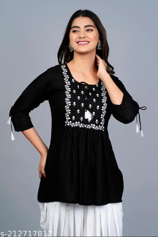 Rayon tunic and dhoti set, super looking and beautiful Indian dress with three-quarter sleeves