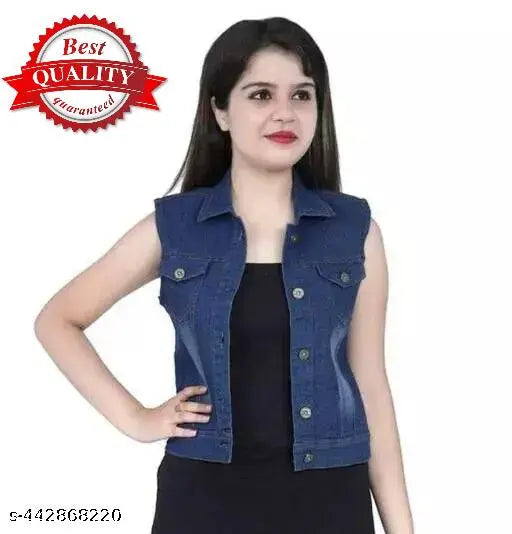 Denim sleeveless dark slvess jacket - versatile all-season piece for comfortable layering with shirts, Made in India (S: 36in bust/19in length, M: 38in bust/19in length, L: 40in bust/20in length, XL: 42in bust/20in length)