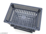 Multitiered grey plastic kitchen vegetable or fruit rack, tiered shelf, with four stands
