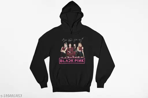 Black and white MAXALL UNISEX Cotton Hoodie Sweatshirt, printed with BLACKPINK design for all ages (5-16 years)