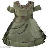Stunning green satin frock dress by Silver Kraft for special occasions - India