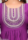 Teal blue rayon Anarkali Kurti with embroidered combo, perfect for casual and special occasions