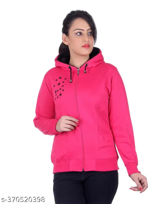 Goodluck Women's Wool Star Print Sweatshirt - solid design, warm & skin-friendly fabric, perfect winter wear