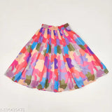 Fancy taffeta silk lehenga (1pc) in abstract pattern, modern comfortable kids' bandhni print, Indian origin