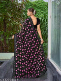Pink and black Georgette saree, party wear