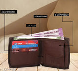 Brown faux leather round zip wallet with solid pattern, perfect for organizing cards and currency. Made from sturdy, spill-proof materials. Men's wallet by ZOSTER, country of origin: India