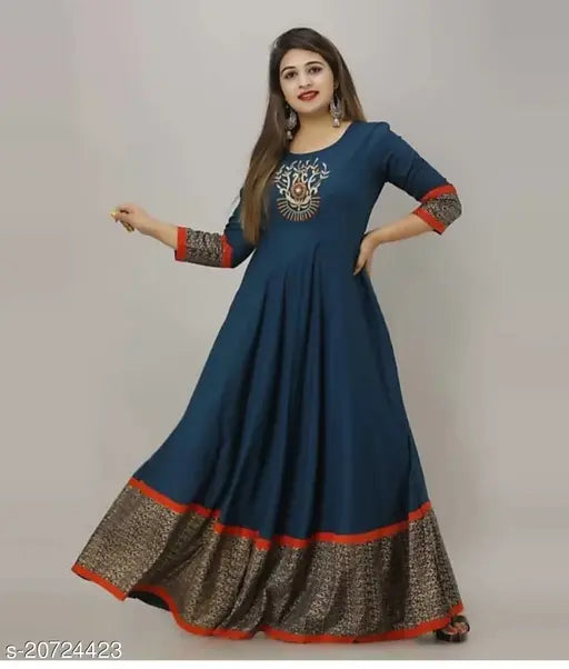 Dark blue embroidered fashion kurta