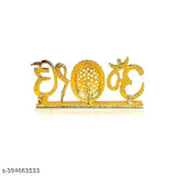 Multicolor Rhinestone Guruji Swaroop PhotoPicture with Om and Onkar, high-quality rust-free metal car dashboard decor (4x9.5 cm)