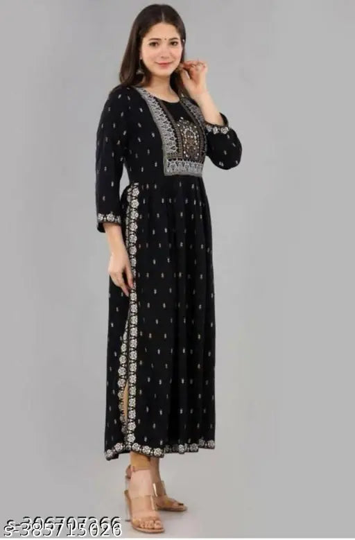 Rayon printed three-quarter sleeve NEW TAJ KURTI, vibrant Indian fashion for women's S to XXXL sizes