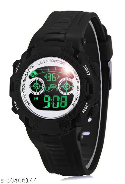 Multicolor sports watch with digital display and stopwatch, for kids