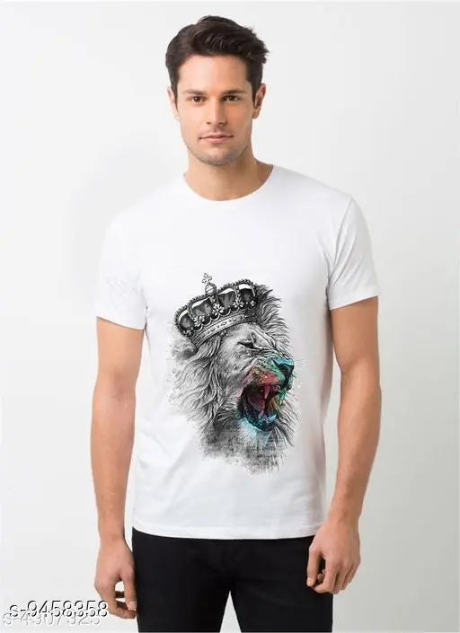 Gorgeous polyester short sleeve men's t-shirt, printed design in various sizes, Made in India