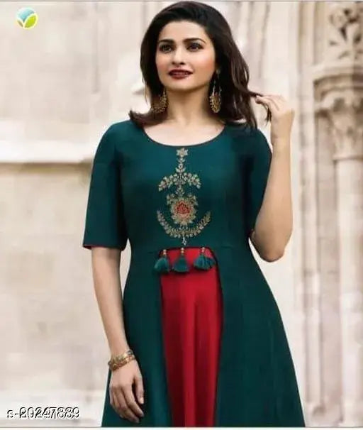 Rayon printed JD Prachi gown with short sleeves, vibrant Indian design