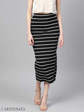 Black and white striped long skirt