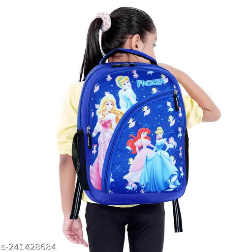 Cartoon print unisex school backpack, waterproof and durable for kids aged 3-7. Nylon material with spacious compartments. Perfect for school or play!