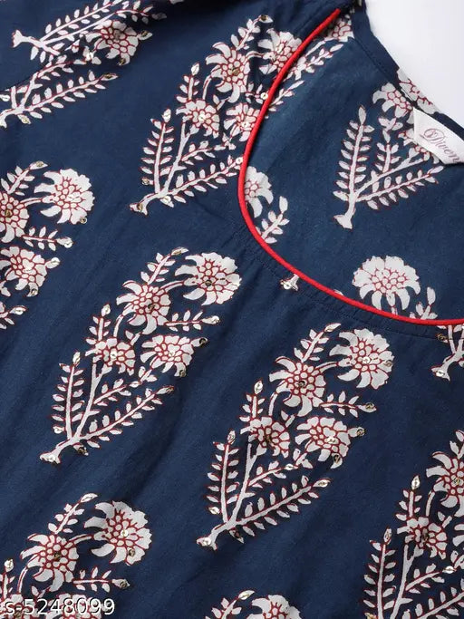 Cotton floral printed pleated kurti for women, short sleeves, single size available from India