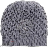 Warm grey crocheted beanie for women