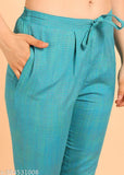 Cotton kurti pant set with dupatta, printed three-quarter sleeves, single size M-XXXL, Indian ethnic wear on mannequin