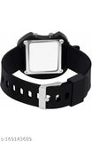 Apple shape LED watch, black with silver buckle and band