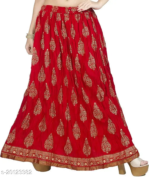 Rayon printed net traditional ethnic long skirt, DIAMO, Indian origin