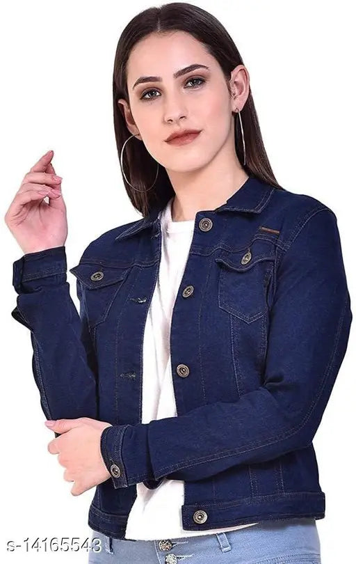 Denim full blue jacket for women, trendy and stylish winter wear