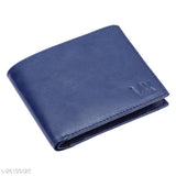 Blue artificial leather Wildauk wallet, solid design with 3 card slots, free size (11cm x 2cm), India origin