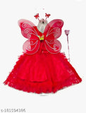 Red cotton blend embellished net pankhala for toddlers (12-4 years), made in India