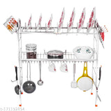 Stainless steel over-sink dish drainer rack, space-saving kitchen utility, plate and cutlery stand, utensil organizer, 30 x 28 inches