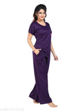 Purple summer special side-pocket satin plazo top and capris co-ord set, ideal for casual outings and warm days