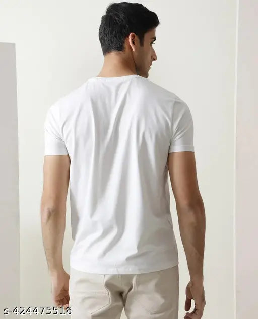 Printed white cotton blend Sidhu Moose Wala T-shirt, Indian pop culture apparel with short sleeves