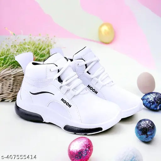 White athletic shoes with velcro straps, for kids age 110