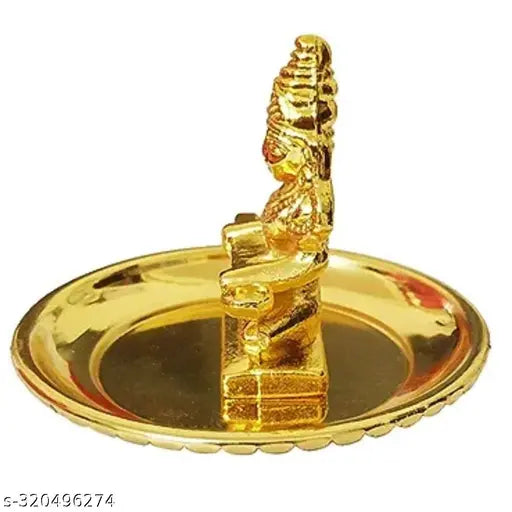 Gold Annapurna MATA idol, traditional home kitchen goddess of food statue, intricately detailed metal figurine (0.5ft x 0.5ft x 0.5ft)