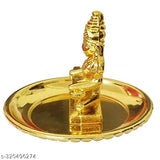 Gold Annapurna MATA idol, traditional home kitchen goddess of food statue, intricately detailed metal figurine (0.5ft x 0.5ft x 0.5ft)