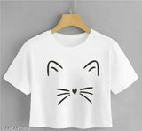 Printed stylish round neck half salwar crop T-shirt for women's & girls, cotton blend, short sleeves, Indian-inspired design, casual yet fashionable wear