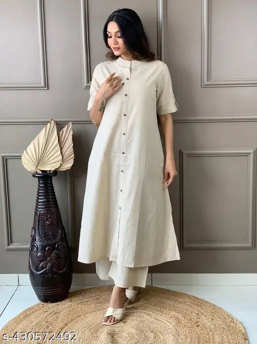 Striped cotton kurta set with ankle-length palazzo pants (M, L, XL, XXL), India