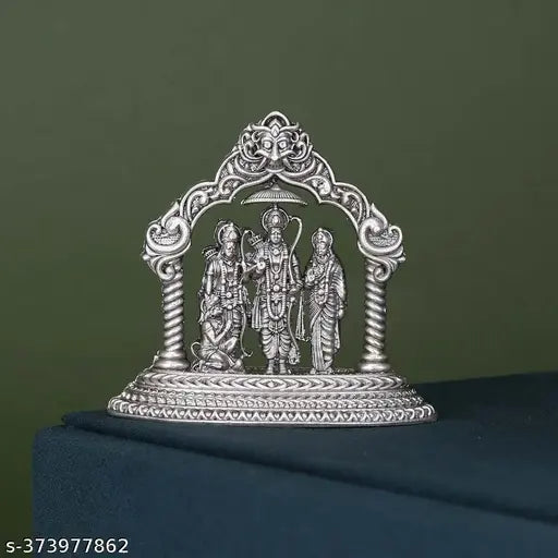 Silver Ram Darbar Small Size, intricately crafted religious idol for car art, Indian origin