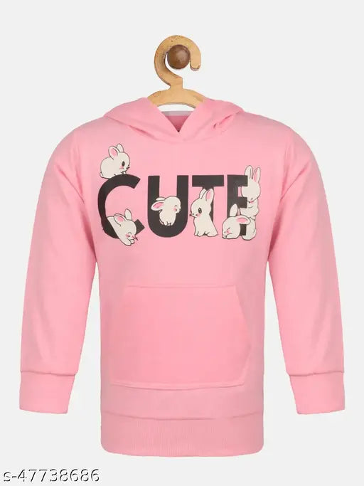 Pink cotton blend hoodie, Lazy Shark girls' printed sweatshirt for 2-8 years