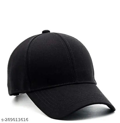 Black baseball cap with a logo on the front