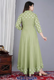 Rayon full-flared anarkali gown for women, stylish printed three-quarter sleeve kurti, casual and elegant daily wear fashion from India