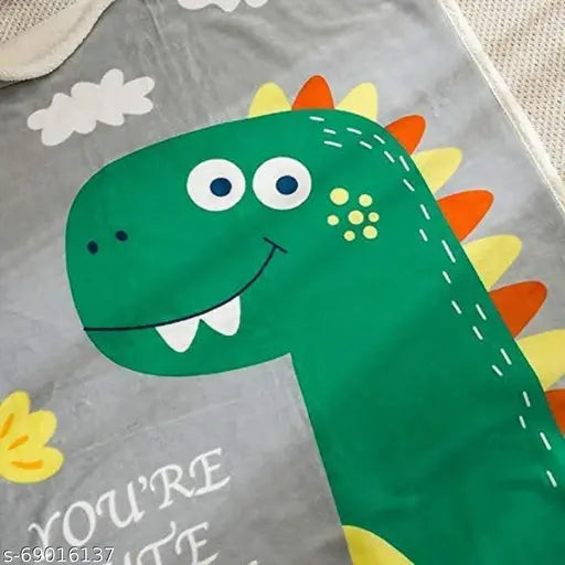 Coral fleece dinosaur print baby blanket, soft & cozy for all seasons, reversible & easy to clean