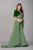 Woven green and white Georgette crepe saree