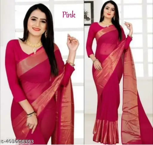 Chiffon saree with silk blend separate blouse, quintessential Indian outfit for festive or party wear, free size, from India