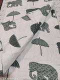 Grey, black and white quilt with wildlife theme