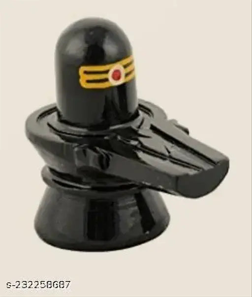 Black marble Shivling tika statue, 7 cm tall for home décor or religious idols, India origin