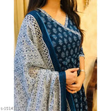 Viscose-Chanderi printed Anarkali Kurta & Palazzo set with Dupatta, Indian women's fashion in vibrant patterns