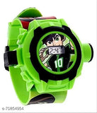 Green and black sports watch with animated character on face