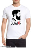 Comfortable polyester round neck Gujjar print t-shirt for men, white, Indian origin
